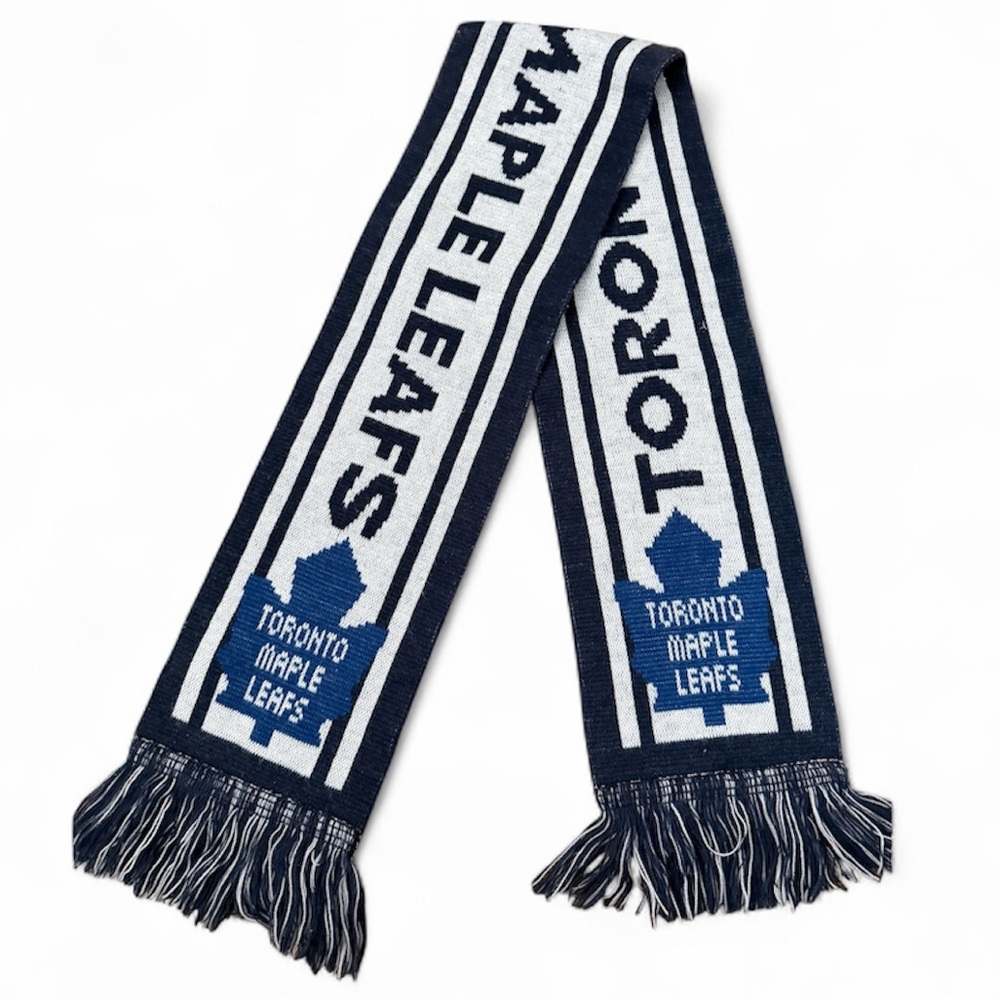 Vintage NHL TORONTO MAPLE LEAFS Hockey Knit Scarf One Size Adult